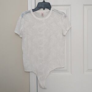 Victoria's Secret White Palm-Leaf Textured Bodysuit